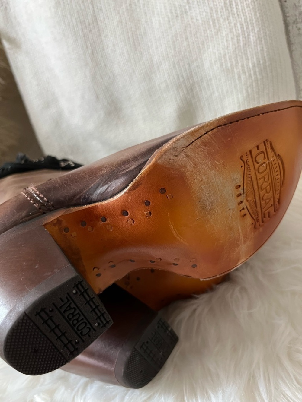 Corral Brown and Tan Leather Western Lace-Up Boots - Picture 5 of 10